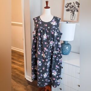 Gray Vintage Floral Sleeveless Dress